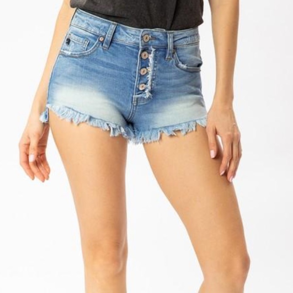Medium Wash button up denim shorts